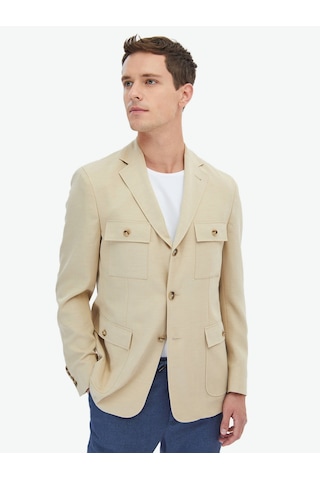 Kip Bej Düz Modern Fit Ceket Çok Renkli