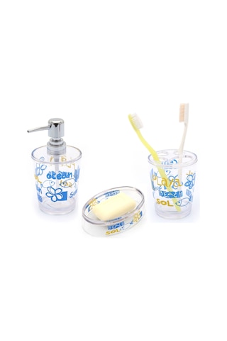 DENİZ DESEN 3 LÜ BANYO SETİ AKRİLİK Şeffaf