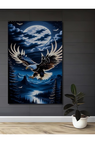 Kartalın Gece Yarısı Pençesi Yağlı Boya Görünümlü Dekoratif Ahşap Tablo Uynkfrk68631