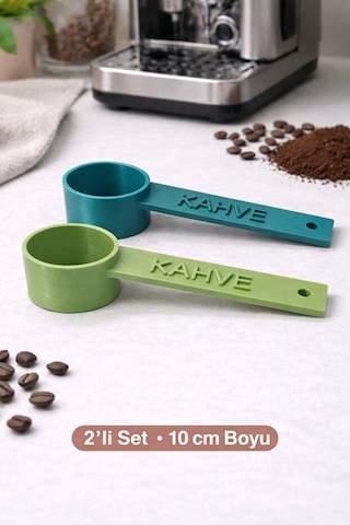 Kahve Yazılı Kahve Ölçü Kaşığı 2 Adet Espresso & Filtre Kahve Set-renk Seçenekli Mavi - Yeşil