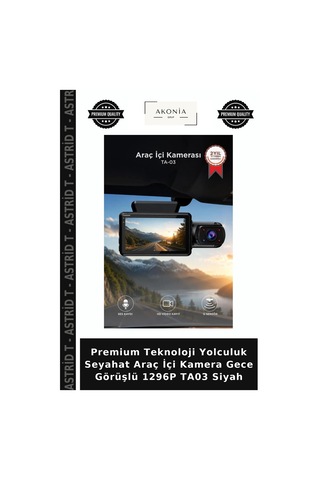 Premium Teknoloji Yolculuk Seyahat Araç İçi Kamera Gece Görüşlü 1296p Ta03 Siyah
