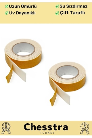 Uzun Ömürlü Süngerli Ultra Yapışkan İç Dış Mekan Çok Amaçlı Çift Taraflı 10 Metre Köpük Bant 2 Adet