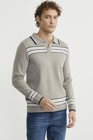 Sementa Polo Yaka Kilim Motifli Triko Kazak - Vizon Vizon