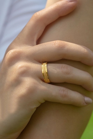 Çgk Kuyumculuk İnce Hasır Altın Yüzük Yaldız