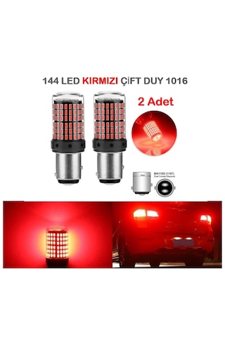 2 Adet 144 Led Kırmızı Renk 1016 Çift Duy Stop Ampulü
