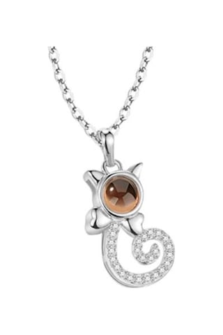 Saatcaddesi Sevgiliye Hediye 100 Dilde Seni Seviyorum Sevimli Kedi Kolye