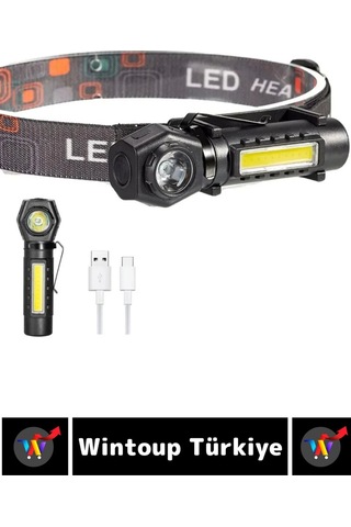 Profesyonel Kamp Avcı Balıkçı Deprem Güçlü Işık Mıknatıslı Sabitleme Şarjlı 215 Lümen Kafa Lambası Çok Renkli