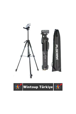 Wintoup Premium Vlog Çekim Teleskopik Döner Başlık Yatay Dikey Kullanım Taşıma Çantalı 150 Cm Kamera Tripod
