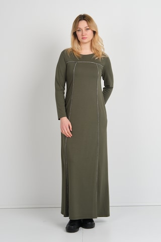 Sistas Kadın Parlak Taş Detaylı Uzun Kollu Çift Cepli Elbise 23824 Haki Haki