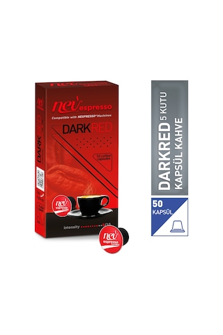 Nev Kahve DarkRed Kapsül Kahve 5x10 5 Kutu Nespresso Uyumlu 50 Kapsül