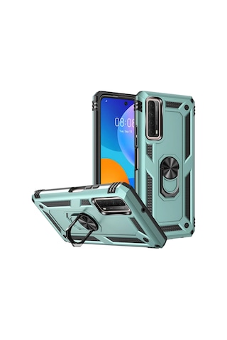Cosmotex Newface Huawei P Smart 2021 Kılıf Sofya Yüzüklü Silikon Kapak - Yeşil