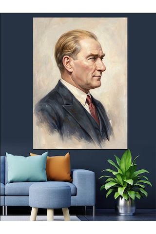 Karizmatik Atatürk Profil Portre Sanatı Dekoratif Kanvas - Mdf Ahşap Tablo
