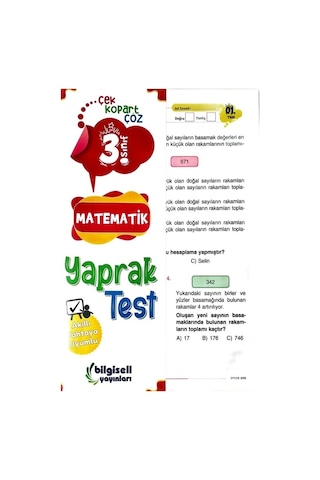 3. Sınıf Bilgiseli Matematik Yaprak Test