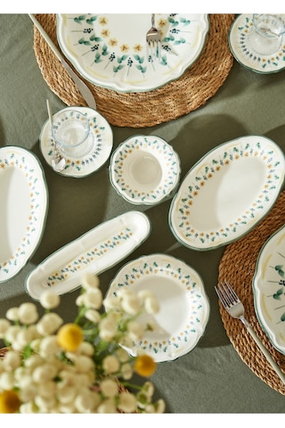 Bella Maison Adelina Stoneware 52 Parça 12 Kişilik Kahvaltı Takımı Yeşil Yeşil