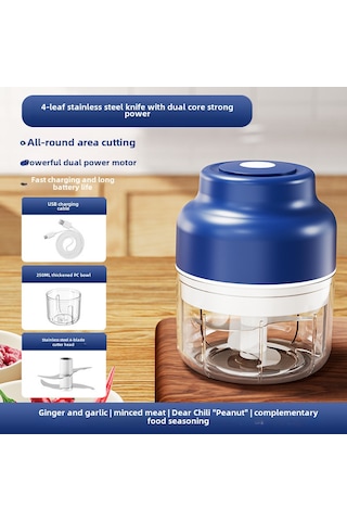 Shineyee Kablosuz Elektrikli Sarımsak搅拌机 - Otomatik Karıştırıcı, 250ml, 4 Yaprak Bıçaklı, Mutfak Aksesuarı Mavi Güncellenmiş Versiyon Diğer