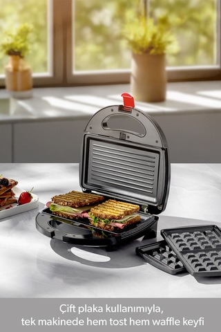 Homend Toastbuster 1325H Waffle Plakalı Portatif Tasarım Tost Makinesi