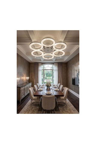 LumiaLighting Zero Model Gümüş Kumandalı 6"lı Ledli 3 Renk Modu Kristal Salon Mutfak Yatak Çocuk Odası Avize