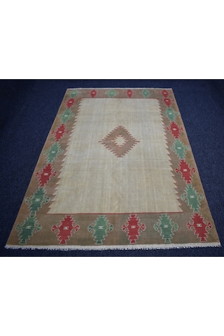 Zehra Abla Halı Vintage El Dokuma Şaheser Balıkesir Yün Kilim 7483 Çok Renkli