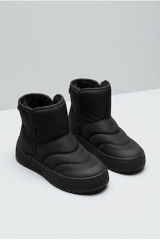 Shoetek Naile Kadın Bot İçi Kürklü Kapitone Dikiş Desenli Siyah