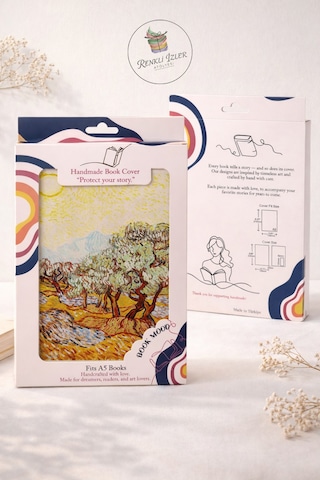 Kitap Kılıfı Ve Metal Kitap Ayracı Seti Van Gogh Zeytin Ağaçları