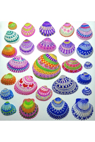 Kabuk Boyama Seti. Deniz Kabuğu Boyama. Shell Painting. Sanatsal