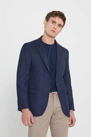 AC&Co / Altınyıldız Classics Erkek Lacı Regular Fit Rahat Kesim Kırlangıç Yaka Armürlü Kapak Cepli Ceket Lacı