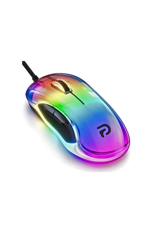 Trio G702 7200 Dpı Şeffaf Rgb 7 Tuşlu Kablolu Gaming Oyuncu Mouse 160 Cm Örgü Kablo -
