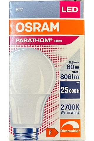 Osram Parathom 8.8w 60w 2700k Sarı Işık E27 Duylu Dim Edilebilir Led Ampul