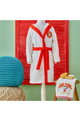 Peanuts By Karaca Home Snoopy Joe Nakışlı 6-8 Yaş Çocuk Bornoz Kırmızı