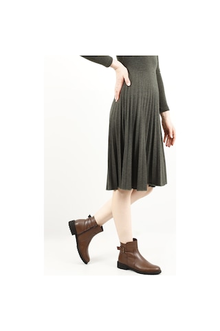 Gönderi R Kahve Floter Fermuarlı Kauçuk Taban Hakiki Deri Bot Kahve