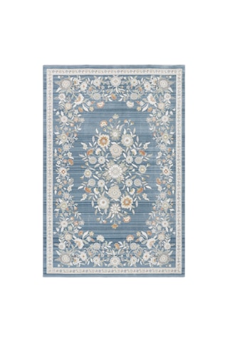Cool Halı Floor Mavi Çiçek Desenli Vintage Oturma Odası Mutfak Balkon Dört Mevsim Pati Dostu Halı