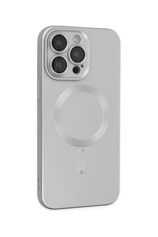 Newface Apple iPhone Uyumlu 13 Pro Kılıf Moshi Lens Magneticsafe Silikon Glblseme - 76 - Gümüş