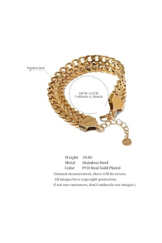 Altın Eetit Su Geçirmez Paslanmaz Çelik Küba Zincir Geniş Bilezik Bileklik Bildirimi Metal Cilalı 18k Pvd Kaplama Şık Takı Hediye