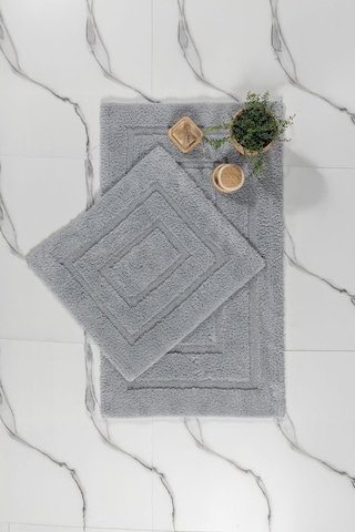Elart Solid Banyo Halısı Paspas Takımı Pamuklu 2 Adet 60x100 Cm İndigo İndigo