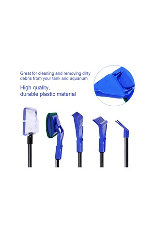 Youmex Akvaryum Temizlik Aleti Seti 5'li: Ağ, Tırpan, Fırça, Alje Tarayıcı Ve Çim Kırpıcı - Plastik Malzeme