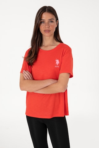 U.S. Polo Assn. Kadın Kırmızı Bisiklet Yaka Tişört 50300703-VR213