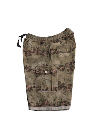 Büyük Beden Erkek Şort Desenli Kargo Cepli Kahverengi