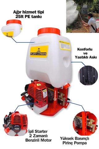 Plant Mate OS-768 Benzinli Basınçlı Sırt İlaçlama Makinesi 25 Litre