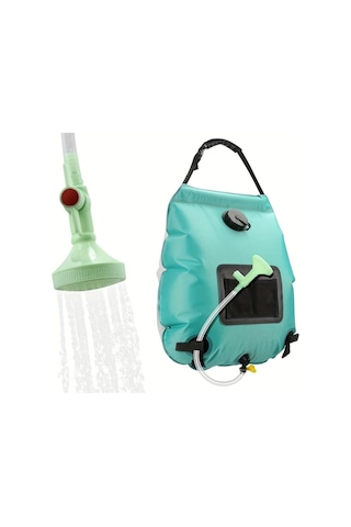 Elmpaly 19.99 Litre Solar Çalışan Kamp Seyahat Sızıntı Önleyici Taşınabilir Duş Torbası Mavi Renk Termometre Hortum Ve Başlık İçerir Bej