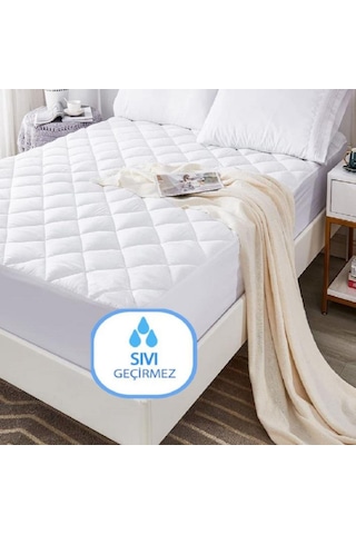 Kapıtonelı Sıvı Gecırmez Yatak Alezı 200 200 Beyaz