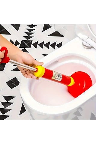 Klozet Ve Lavabo Açma Pompası Güçlü Vantuzlu Tıkanıklık Giderici, Dayanıklı Saplı Kırmızı