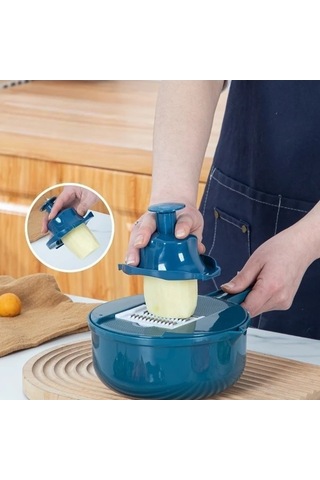 Trendooze Gaojunshop01 Mavi 11 İ 1 Ağır Hizmet Mutfak Robotu Dilimleyici Doğrayıcı Rende Mavi Ev Yemeği Hazırlama Aracı mavi