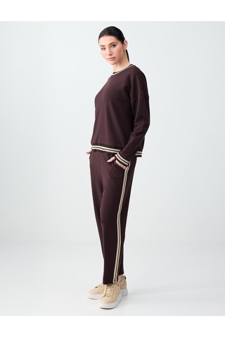 Jimmy Key Jimmy Key Acı Kahve Normal Bel Normal Paça Çizgi Detaylı Jogger Pantolon 6sw115654803 Acı Kahverengi