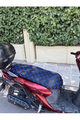 Luıs Siyah Mavi Desenli Penye Motosiklet Kılıfı - 50cc Ve 125cc Motor Uyumlu