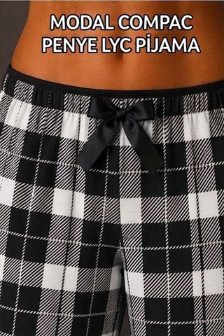 Made By Me Pamuklu Modal Compact Premium Pijama Altı Siyah - Beyaz