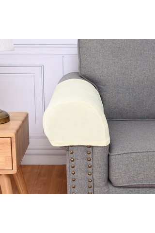 Gajeena Ev Kullanıma İçin Yıkanabilir, Kaymaz, Dört Mevsim Uygun, Esnek Polyester Koltuk Kol Koruması 1 Çift + 10 Adet Çivi, Bej Rengi Bej