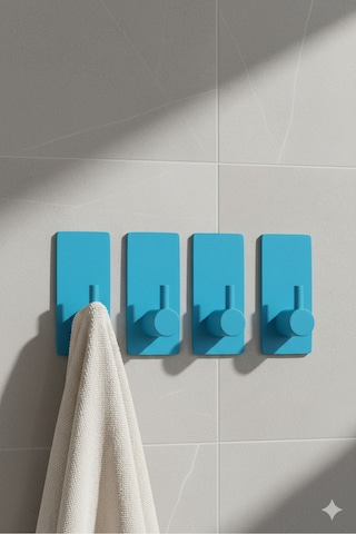 4 Lü Askılık Havlu Askısı, Bornoz Askısı, Kapı Arkası, Duvara Monte, Dayanıklı Malzeme, Beyaz 63 Beyaz