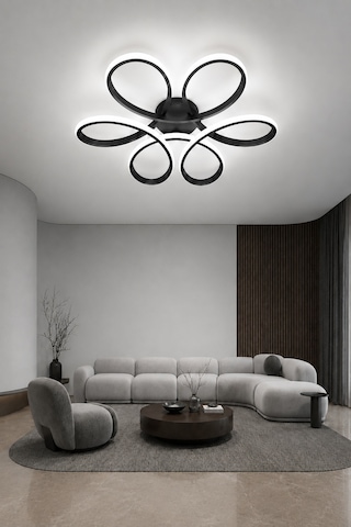 Niva Led Plafonyer Avize Beyaz Işık Siyah