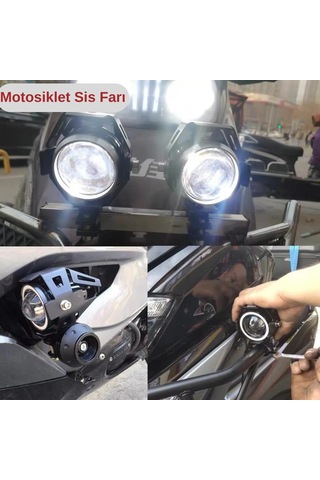 Motosiklet Sis Farı Cree U5 Led Mercekli Su Geçirmez 3 Mod Aydınlatma