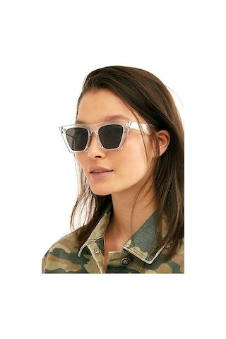 Mobgift Cat Eye Dörtgen Güneş Gözlüğü Şeffaf - Siyah